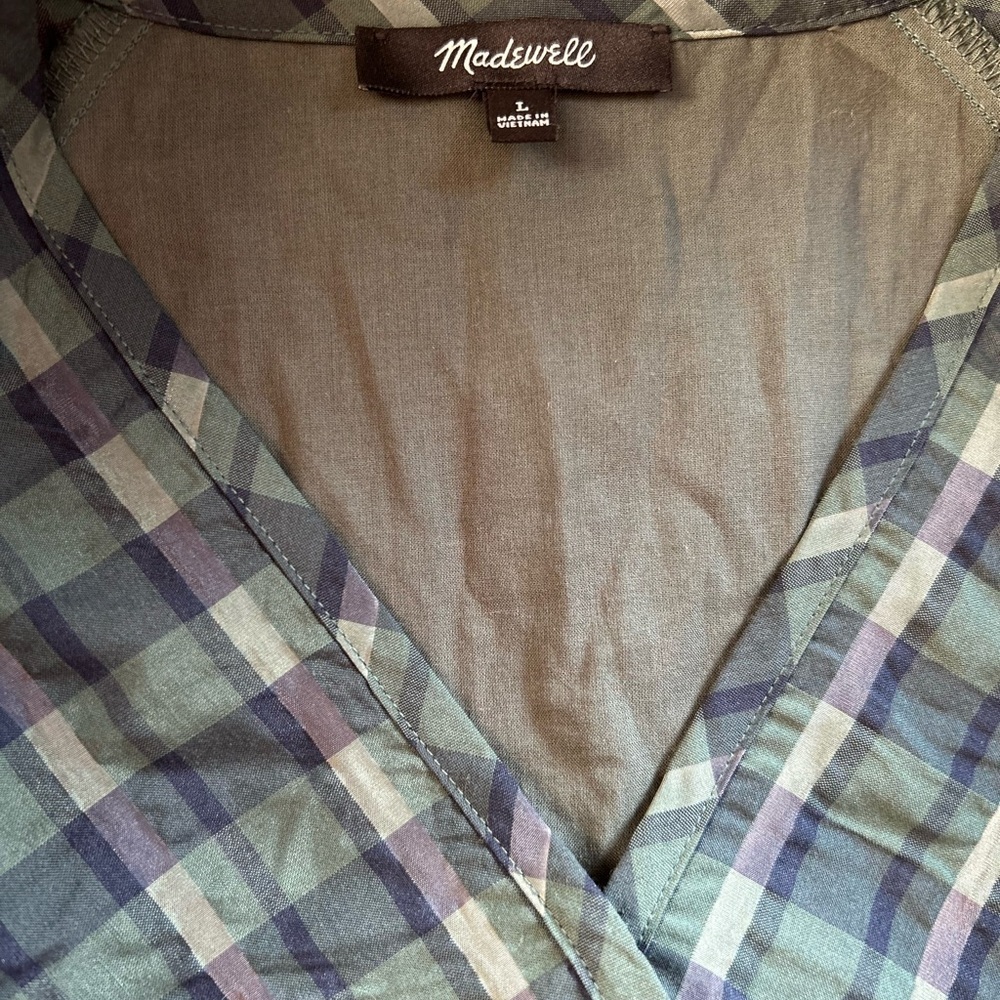 Madewell Marianna Puff-Sleeve Mini Dress in Plaid size large - Picture 9 of 13